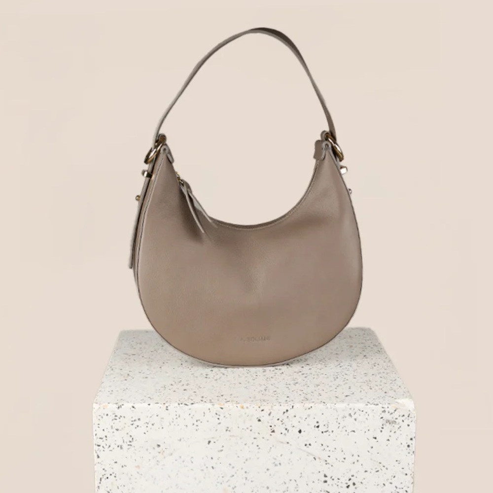 A. Soliani leather Luna bag in Taupe